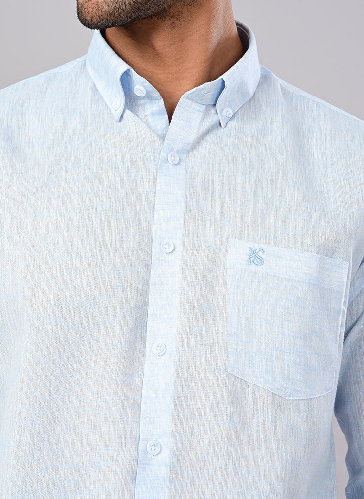 Men’s Solid Sky Blue Cotton Shirt