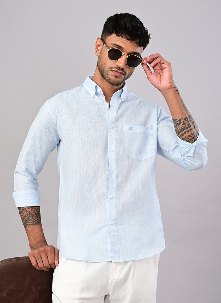 Men’s Solid Sky Blue Cotton Shirt