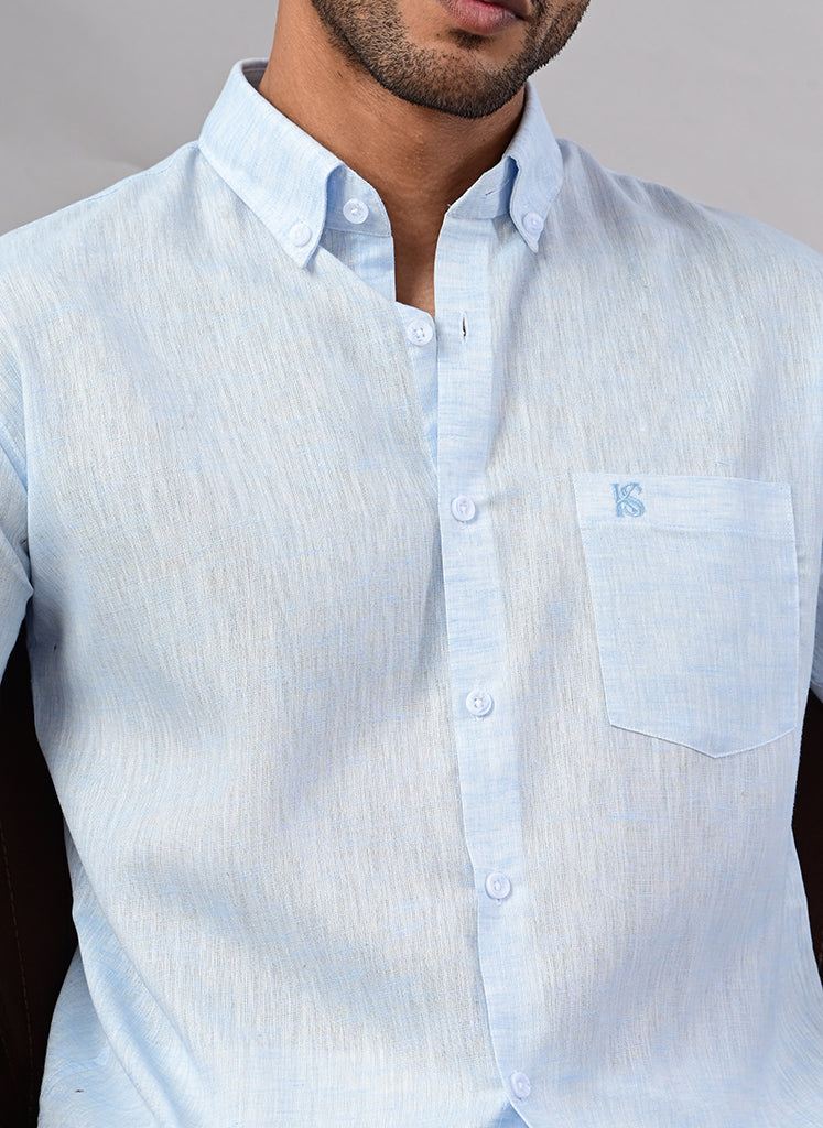 Men’s Solid Sky Blue Cotton Shirt