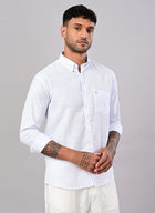 Men’s White & Sky Blue Striped Cotton Shirt