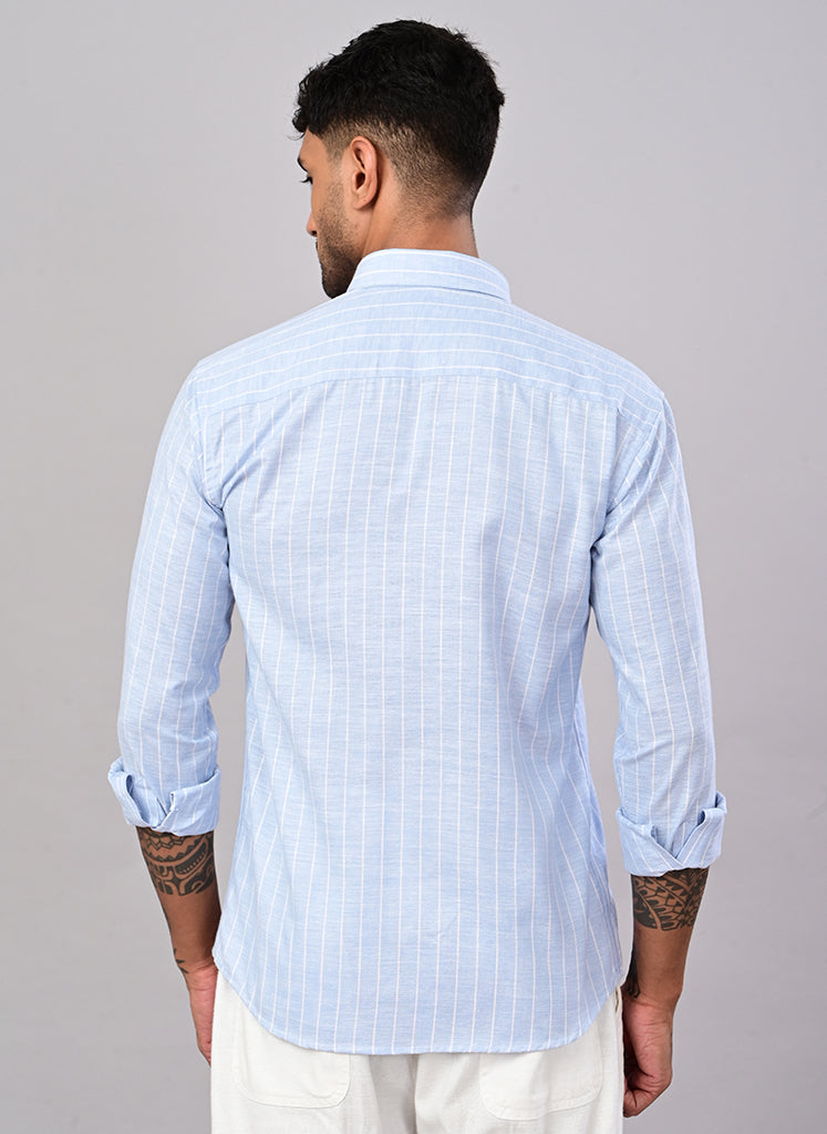 Men’s Sky Blue Pinstripe Cotton Shirt