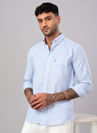 Men’s Sky Blue Pinstripe Cotton Shirt
