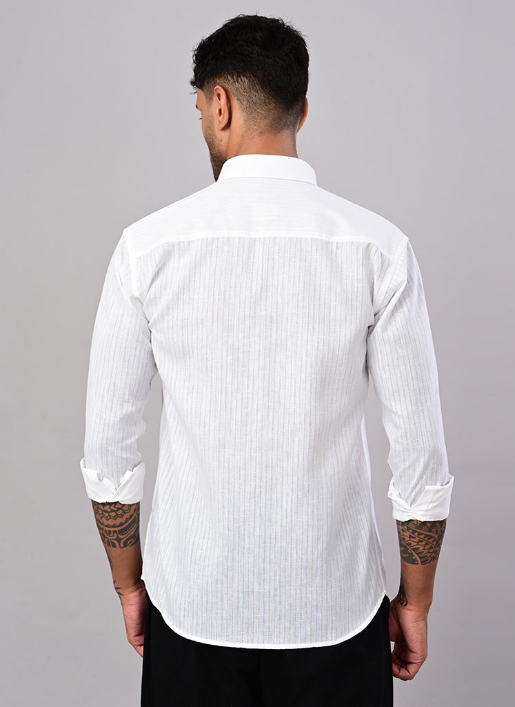 Men’s White Textured Cotton Shirt