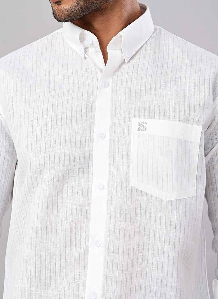 Men’s White Textured Cotton Shirt