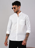 Men’s White Textured Cotton Shirt