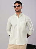 Men’s Mint Green Striped Textured Cotton Shirt