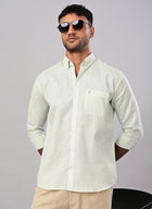 Men’s Mint Green Striped Textured Cotton Shirt
