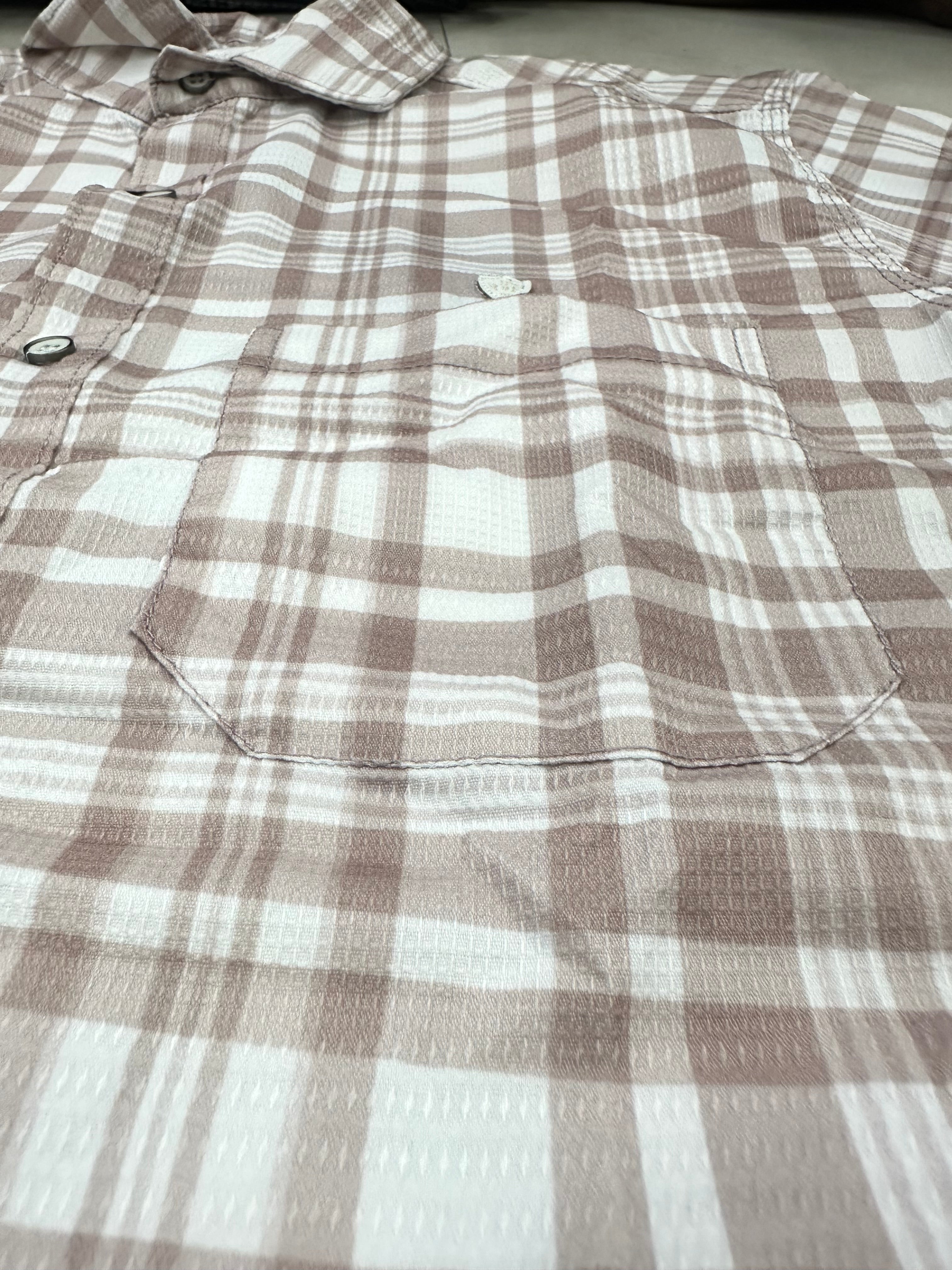 Men’s Light Brown Lycra Check Shirt – Street Casual Edition