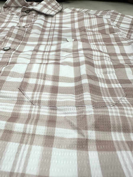 Men’s Light Brown Lycra Check Shirt – Street Casual Edition