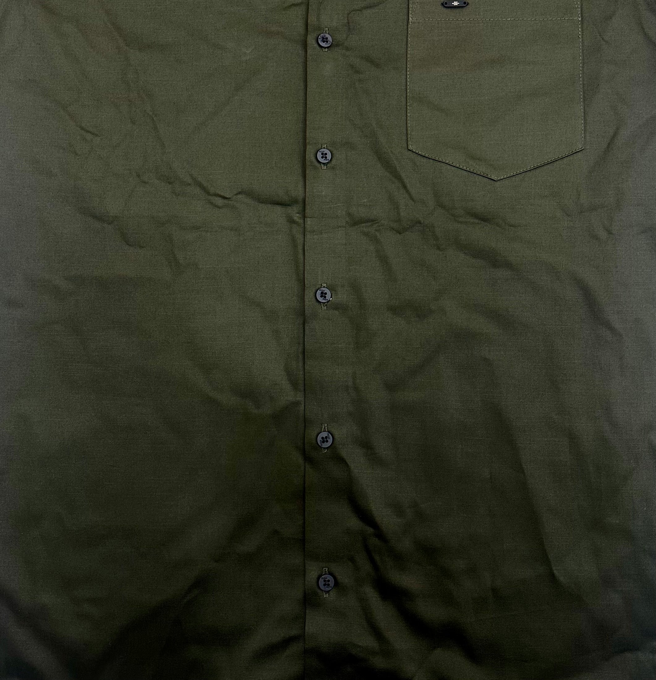 Men’s Olive Satin-Finish Solid Shirt with Sharp Tailoring | Premium Smart Wear