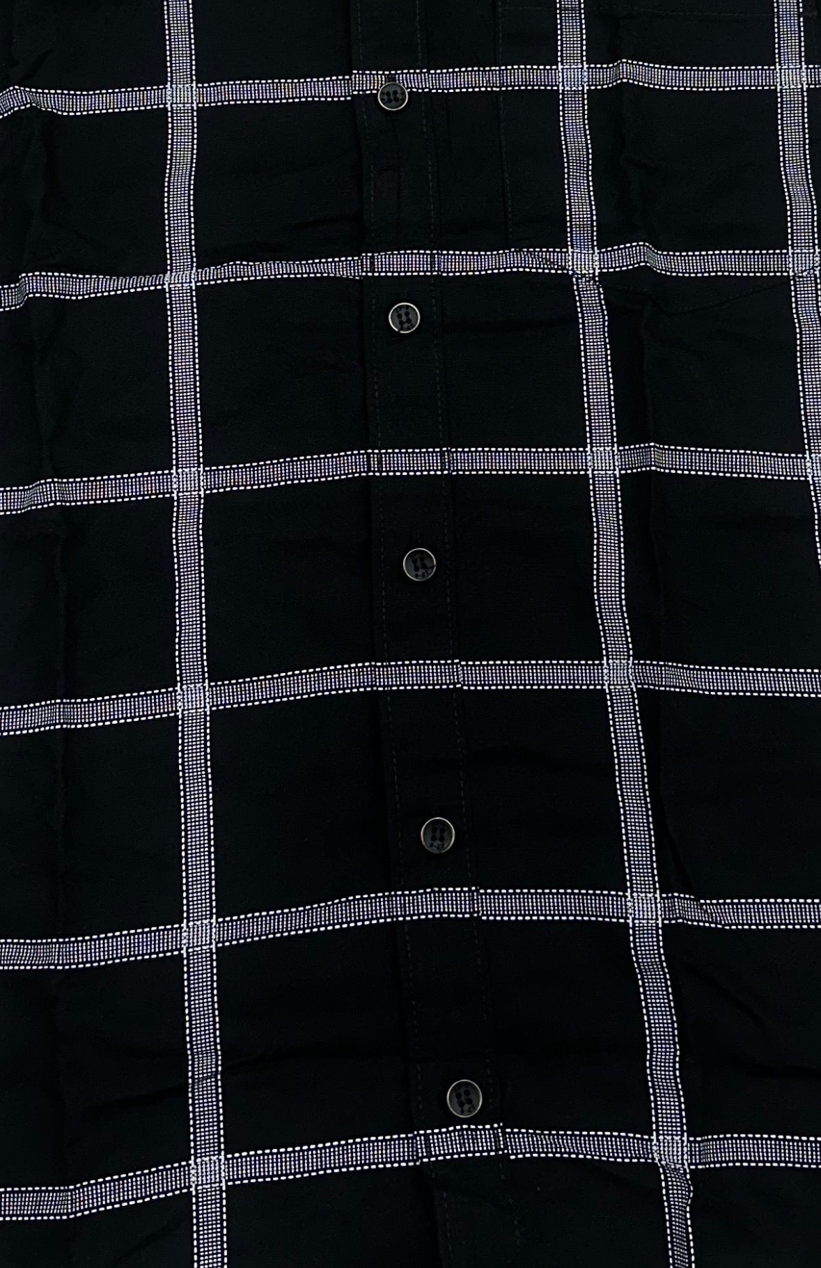 Men’s Black Grid Check Slim Fit Imported TR Shirt