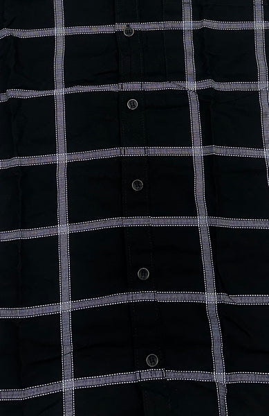 Men’s Black Grid Check Slim Fit Imported TR Shirt