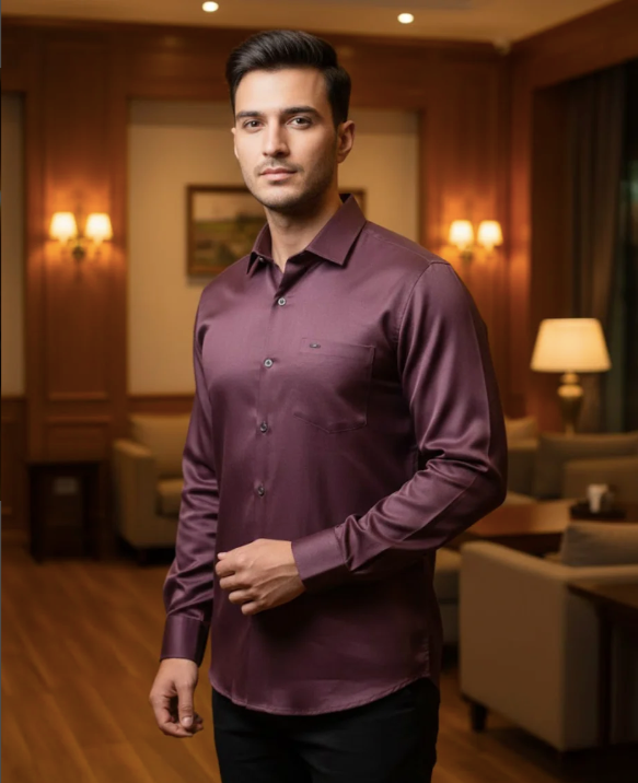 Premium Satin Shirt Combo – Royal Blue & Wine Maroon Luxury Duo